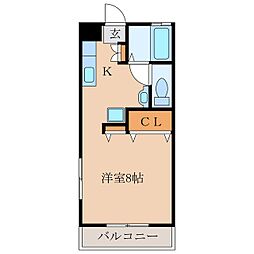 サムシング21 1Kの間取図画像