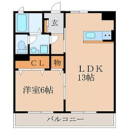 エスポアール樹 1LDKの間取図画像