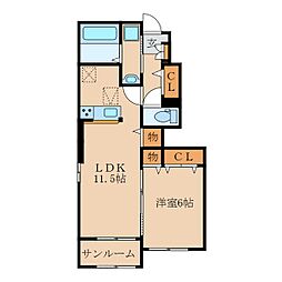 プランドールR 1LDKの間取図画像