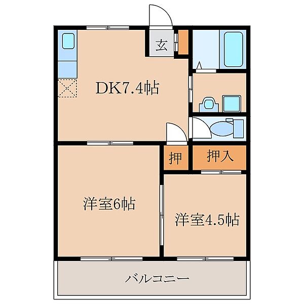 サンライズ中央公園 ｜鹿児島県鹿屋市共栄町(賃貸マンション2DK・3階・43.00㎡)の写真 その2