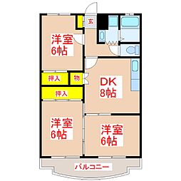 アヴェルデ紫原 3DKの間取図画像