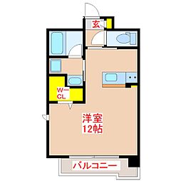 オーベル中郡 11階ワンルームの間取り