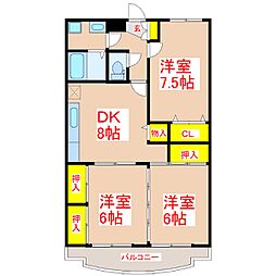 ファンターナ紫原 3DKの間取図画像