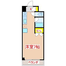パルセスユニ ワンルームの間取図画像