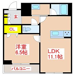 シャーメゾン下荒田 1LDKの間取図画像