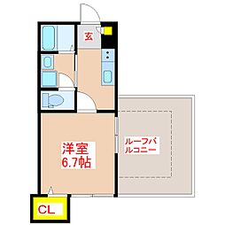 アルカディア下荒田 1Kの間取図画像
