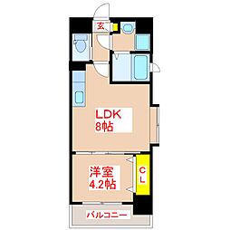 CLEAR鴨池 1LDKの間取図画像