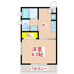カーム郡元 1Kの間取図画像