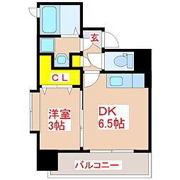 CLEAR鴨池 1DKの間取図画像