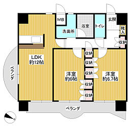 フラッツ原町 2LDKの間取図画像