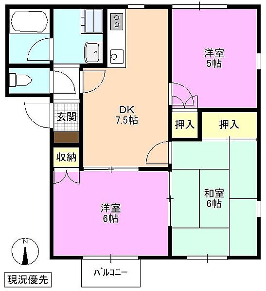 カンパーニュ寿 A ｜長野県松本市大字寿豊丘(賃貸アパート3DK・2階・53.14㎡)の写真 その2