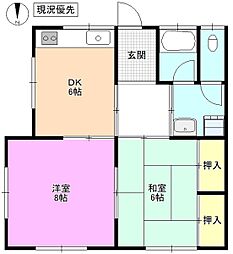 アパート 2DKの間取図画像