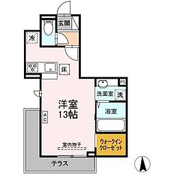 GRAND D-ROOM高宮中 ワンルームの間取図画像