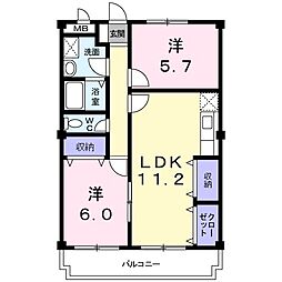 ニューマリッチ愛 2LDKの間取図画像