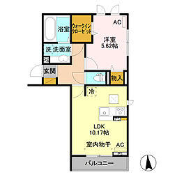 アーバンクレスト白板 1LDKの間取図画像