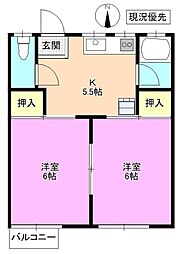 プレール征矢野 2Kの間取図画像