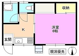 ハイツアズチ 1Kの間取図画像
