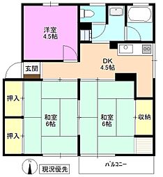 シティハイム秋桜A 3DKの間取図画像