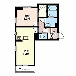 丸花見壱号館 1LDKの間取図画像