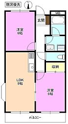エスポワール西中田 2LDKの間取図画像