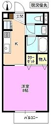 サープラス太尾 1Kの間取図画像