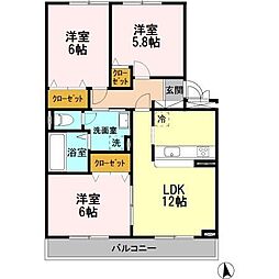 リ・ドーレF 3LDKの間取図画像