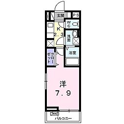マスカレード2 1Kの間取図画像