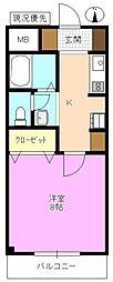 マンション北駅 1Kの間取図画像
