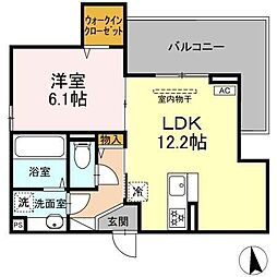 GRAND D-ROOM大手 1LDKの間取図画像