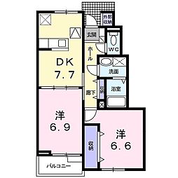 ボム・コリーヌ3 2DKの間取図画像