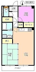 メゾン西中屋 2LDKの間取図画像