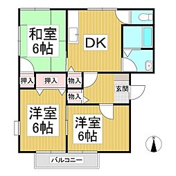 ディアス若宮B 3DKの間取図画像