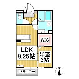 パークヒルズB 1LDKの間取図画像