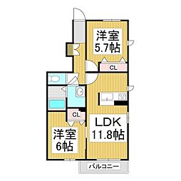 グランテージ 2LDKの間取図画像