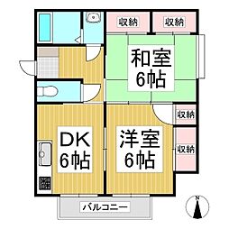 メゾンドリバージュ 2DKの間取図画像