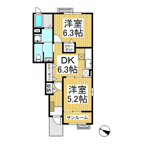 エクセレンスZI-R ｜長野県飯山市大字下木島(賃貸アパート2DK・1階・48.58㎡)の写真 その2