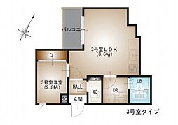 Regalest-S 牛田南 2階1LDKの間取り