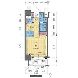 プレサンス新大阪クレスタ 1107 11階1Kの間取り