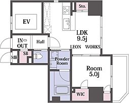 La CASA 上汐 7階1LDKの間取り
