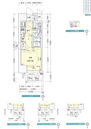 プレサンス心斎橋ブライト 13階1Kの間取り