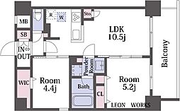 アーバネックス梅田中崎町II 5階2LDKの間取り