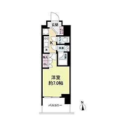 ルネフラッツ谷町四丁目 5階1Kの間取り