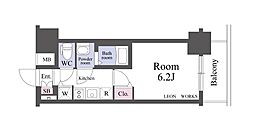 プレサンス扇町駅前 2階1Kの間取り