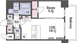 スプランディッド弁天町DUE 10階1LDKの間取り