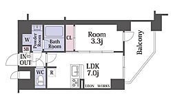 レオンコンフォート西大路御池 7階1LDKの間取り