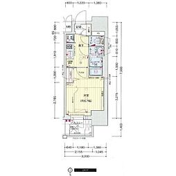 プレサンス新町ウィズ　ジョイ 12階1Kの間取り