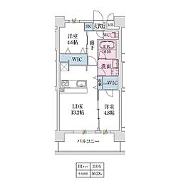 スプランディッド難波VII 2LDKの間取図画像