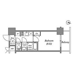 アドバンス大阪フルーヴ 1103 11階1Kの間取り