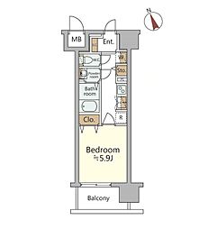 ジオエント福島野田レジデンス 1Kの間取図画像