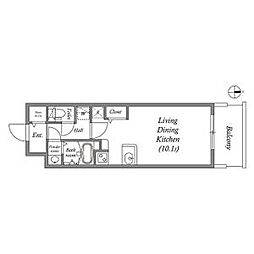 MELDIACRESTTAPPNAMBA-WEST ワンルームの間取図画像